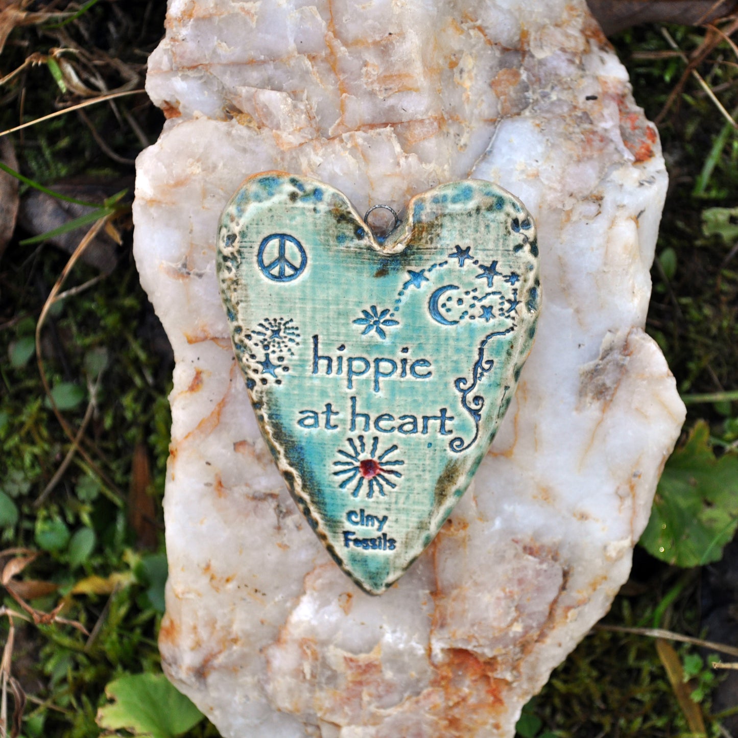 Clay Fossil Ornament, Hippie at Heart