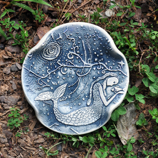 Soap dish, spoon rest, Mermaid in blue