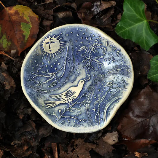 Soap dish, spoon rest, Morning Bird in blue